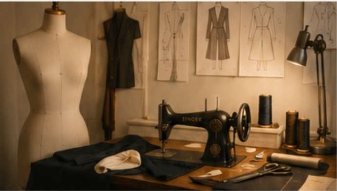 Professional tailoring and fashion workspace