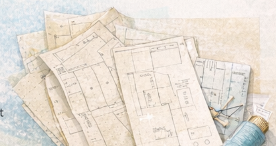 Pattern paper stack and sewing materials